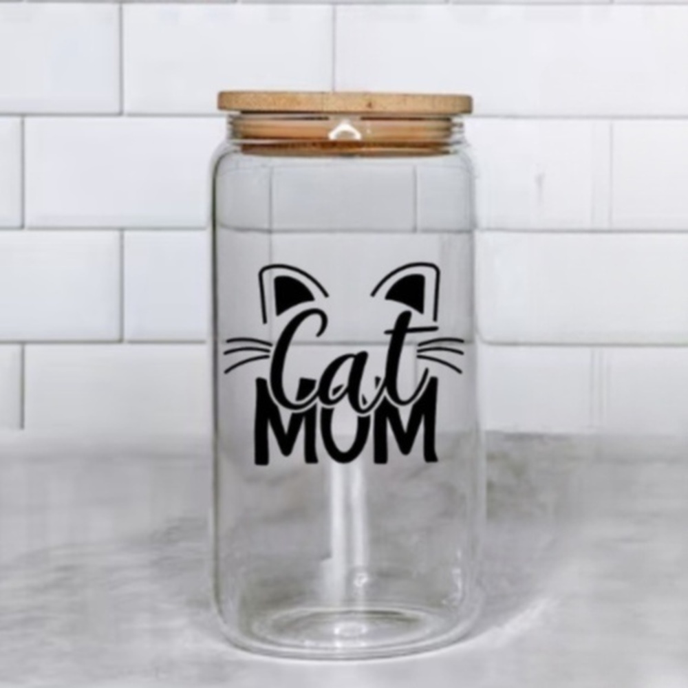 Cat Mom Glass Cup